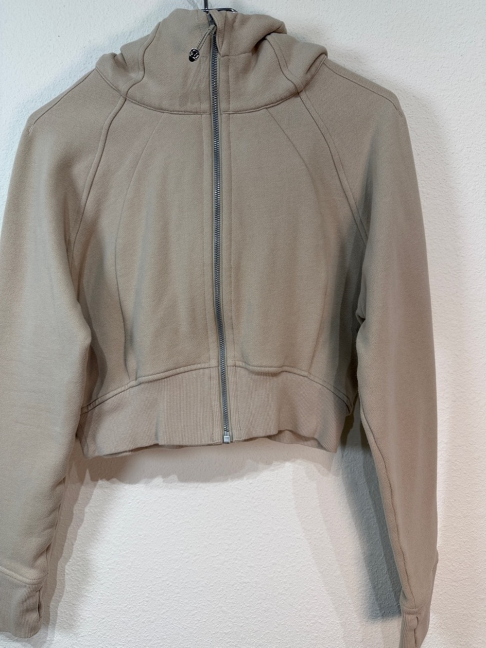 Lululemon Cropped Zip Hoodie Jacket Taupe size 8 - Picture 3 of 9